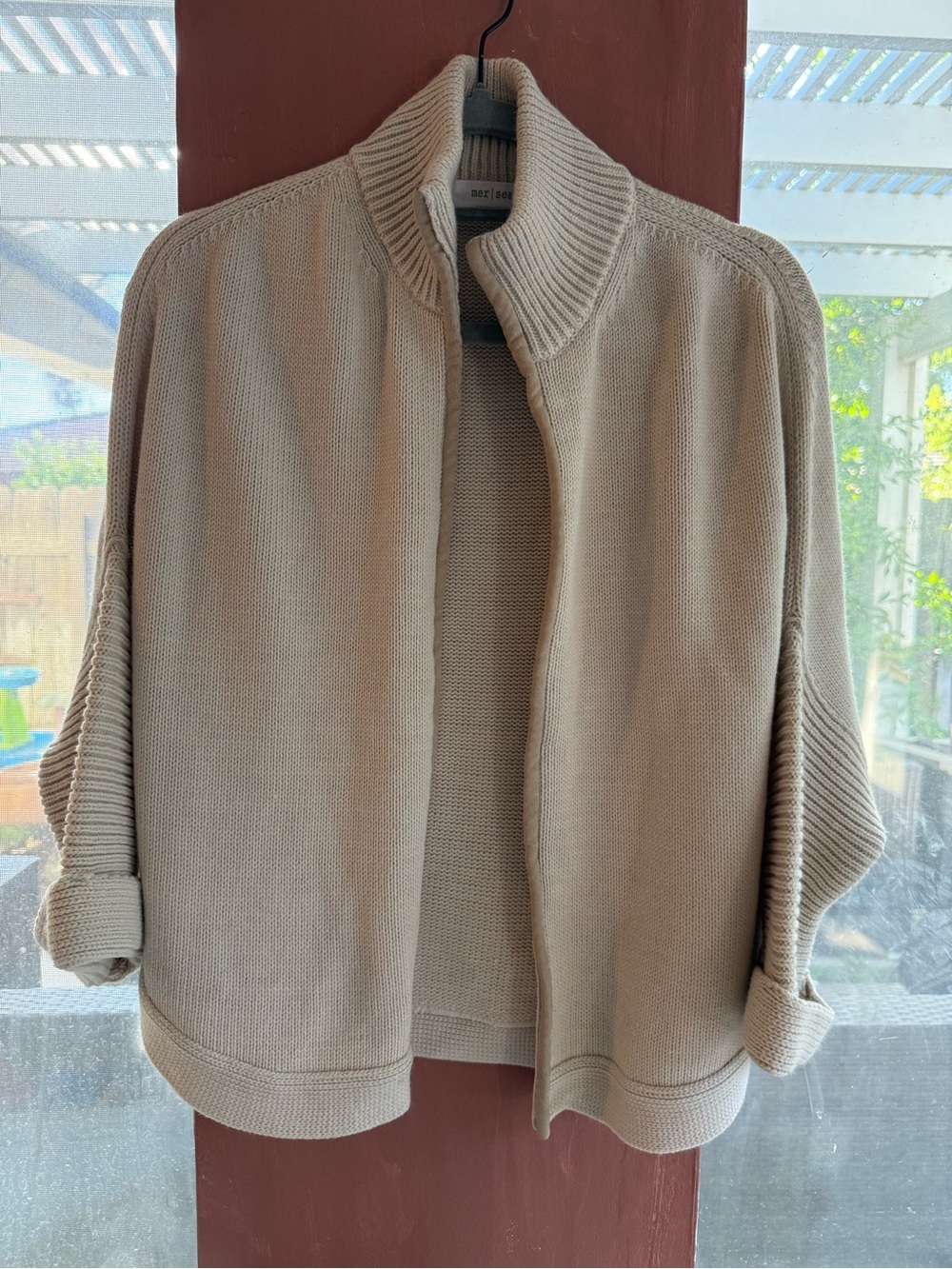 Mersea Beige Knit wool blend Open Cardigan Sweater - Women